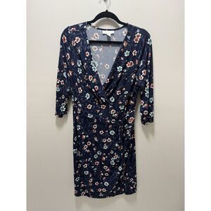 Motherhood Maternity 3/4 Sleeve Floral Soft Wrap Dress Size Large